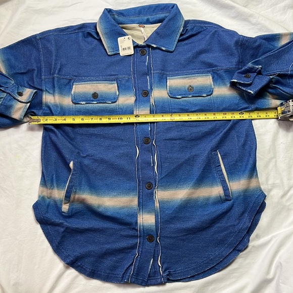 Free people women printed ruby jacket deep sea combo size S oversized new - Picture 10 of 13